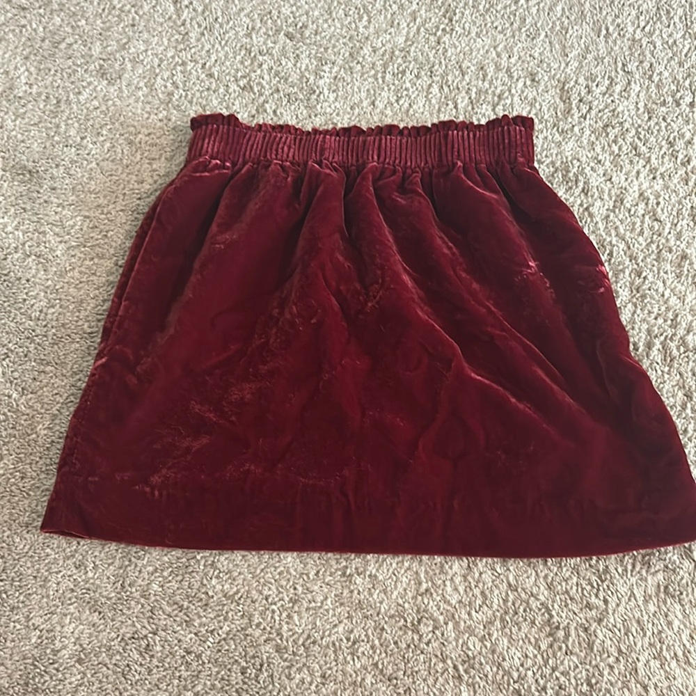 Red velvet J. Crew elastic waist skirt size 6